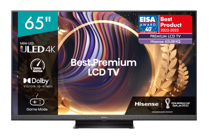 Телевизор 65" Hisense 65U8HQ, 3840x2160, темно-серый