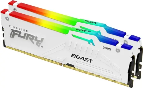 

Комплект памяти DDR5 DIMM 32Gb (2x16Gb), 5200MHz, CL36, 1.25V, Kingston, FURY Beast White RGB (KF552C36BWEAK2-32) Retail, KF552C36BWEAK2-32