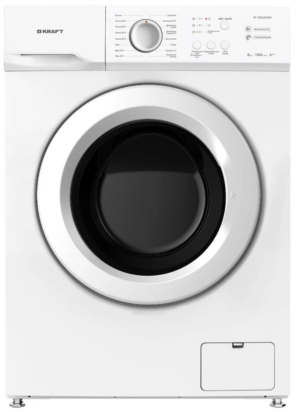 

Стиральная машина KRAFT KF-ENC 6105 W, 6 кг, 1000 об/мин, белый (KF-ENC6105W), KF-ENC 6105 W