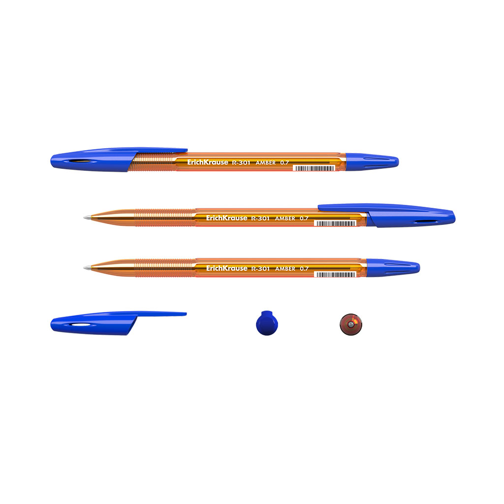 

Ручка шариковая Erich Krause Amber R-301 Stick, синий, пластик, колпачок (31058), R-301 Stick