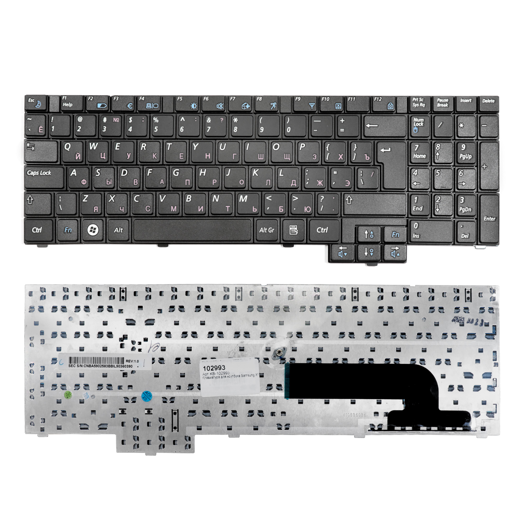 

Клавиатура для ноутбука Samsung X520, NP-X520-FA01UA, NP-X520-FA02UA, черный (KB-102993), -