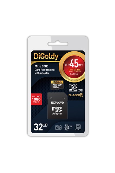 

Карта памяти 32Gb microSDHC Digoldy Extreme Class 10 UHS-I + адаптер (DG032GCSDHC10UHS-1-ElU1), 0