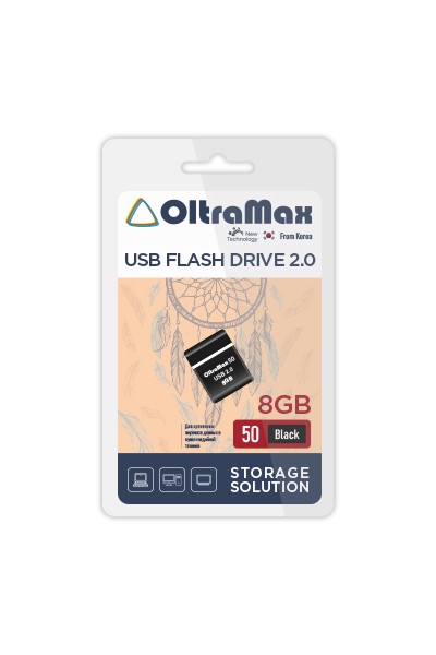 

Флешка 8Gb USB 2.0 OltraMax 50, черный (OM-8GB-50-Black), 50