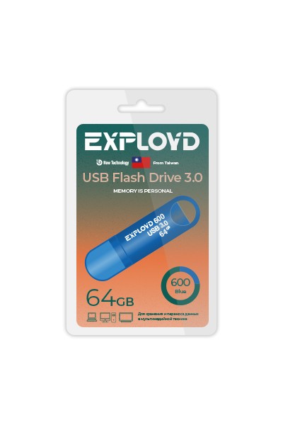 

Флешка 64Gb USB 3.0 EXPLOYD 600, синий (EX-64GB-600-Blue), 0