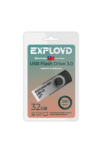 

Флешка 32Gb USB 3.0 EXPLOYD 590, черный (EX-32GB-590-Black), 0