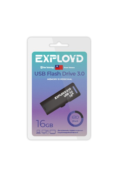 

Флешка 16Gb USB 3.0 EXPLOYD 610, черный (EX-16GB-610-Black), 0