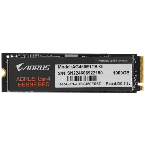 

Твердотельный накопитель (SSD) GIGABYTE 1Tb AORUS 5000E, 2280, PCIe 4.0 x4, NVMe (AG450E1TB-G) Retail