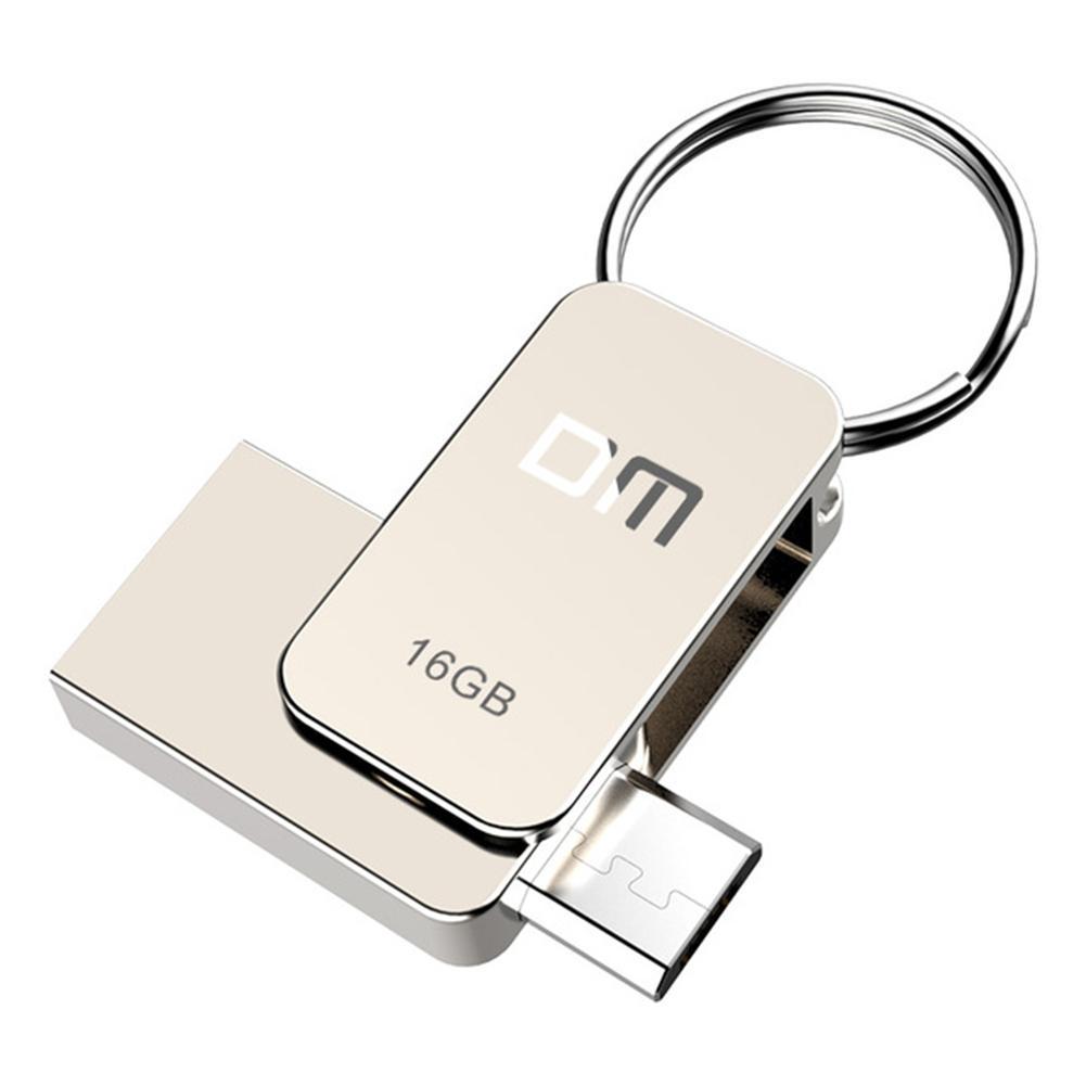 Флешка 16Gb USB 2.0/microUSB DM PD020, золотистый (PD020(USB2.0) 16Gb)