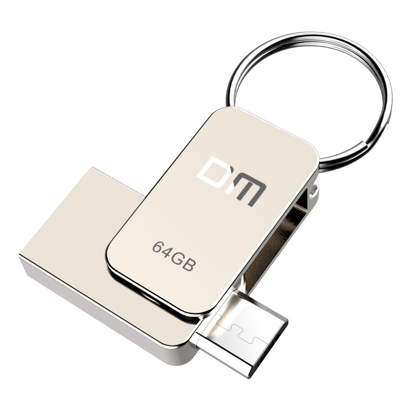 Флешка 64Gb USB 2.0/microUSB DM PD020, золотистый (PD020(USB2.0) 64Gb)