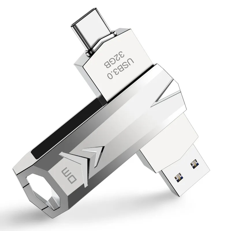 Флешка 32Gb USB 3.1/USB Type-C DM PD098, серебристый (PD098 32Gb)