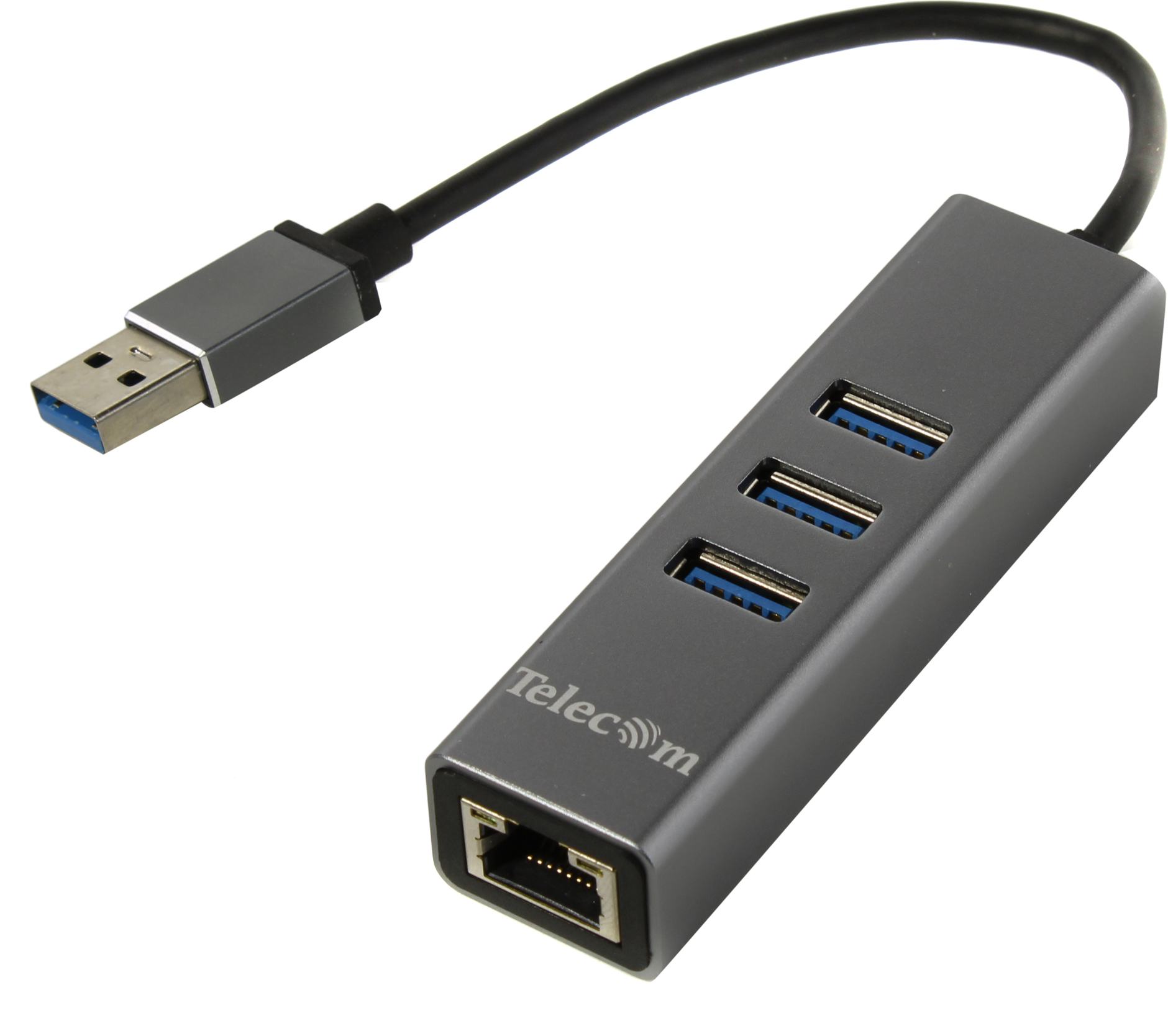 USB-концентратор Telecom TA311U, 3xUSB 3.0, серебристый + RJ-45 1000Mbps (TA311U)