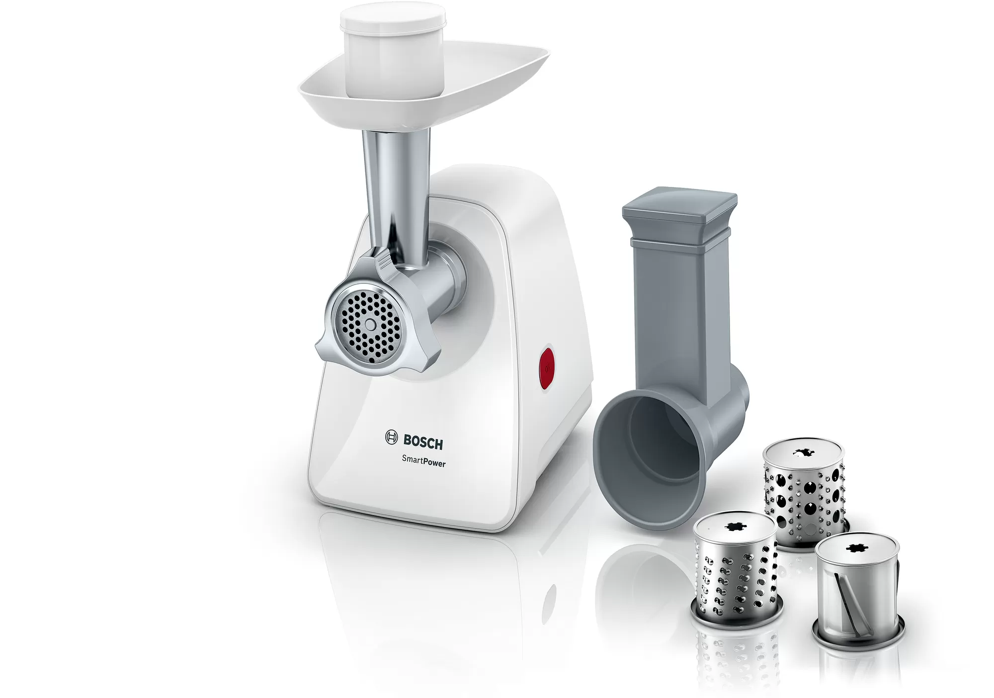 

Электрическая мясорубка Bosch SmartPower MMWP2004, 1.5 кВт, 1.7 кг/мин, белый (MMWP2004), MMWP2004