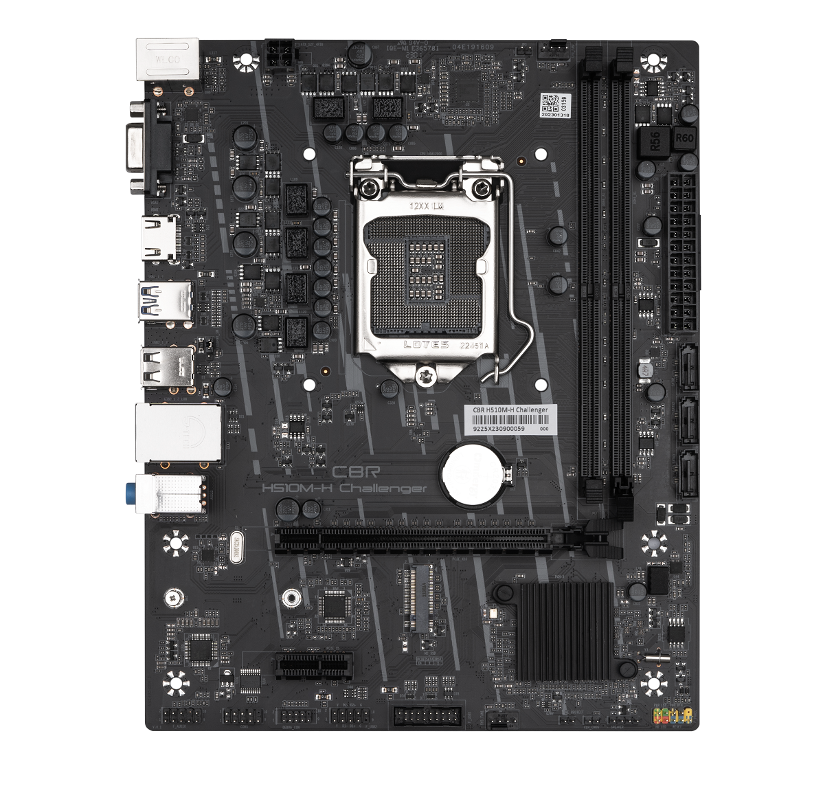 

Материнская плата CBR H510M-H Challenger, Socket1200, Intel H510, 2xDDR4, PCI-Ex16, 3SATA3, 5.1-ch, GLAN, 4 USB 3.2, VGA, HDMI, mATX, Bulk, H510M-H Challenger