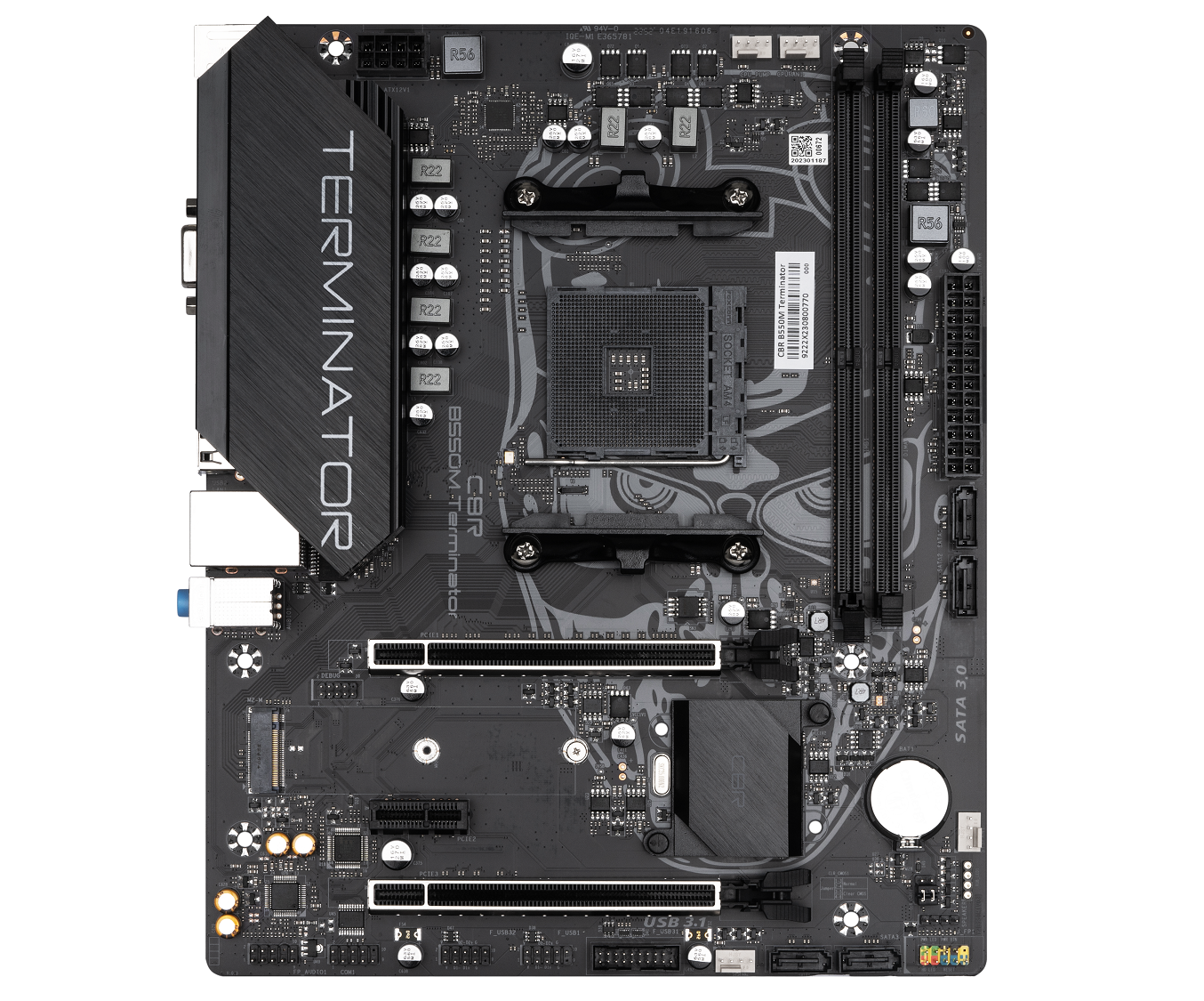 

Материнская плата CBR B550M Terminator, SocketAM4, AMD B550, 2xDDR4, PCI-Ex16, 4SATA3, 5.1-ch, GLAN, 4 USB 3.2, VGA, HDMI, mATX, Bulk, B550M Terminator