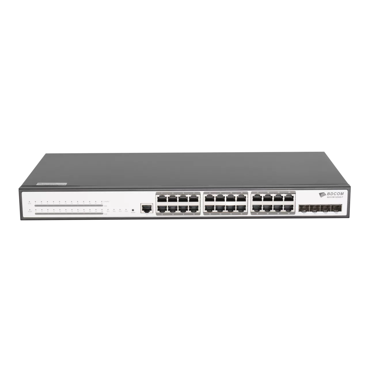 

Коммутатор BDCom S2900-24P4X, управляемый, кол-во портов: 24x1 Гбит/с, кол-во SFP/uplink: SFP+ 4x10 Гбит/с, установка в стойку, PoE: 24x15.4 Вт (макс. 370 Вт), S2900-24P4X