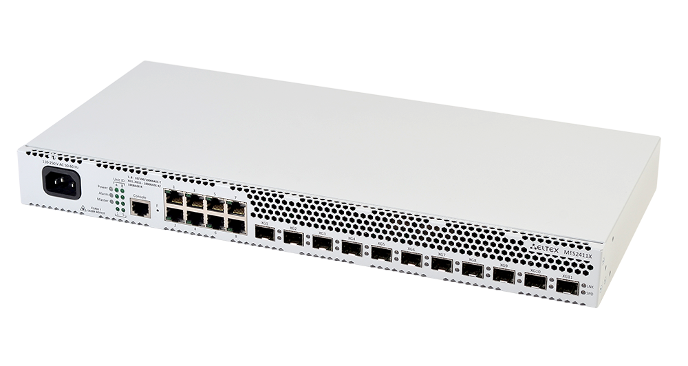 

Коммутатор Eltex MES2411X, управляемый, кол-во портов: 8x1 Гбит/с, кол-во SFP/uplink: SFP+ 11x10 Гбит/с, установка в стойку, MES2411X