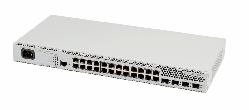 

Коммутатор Eltex MES2424_DC, управляемый, кол-во портов: 24x1 Гбит/с, кол-во SFP/uplink: SFP+ 4x10 Гбит/с, установка в стойку, MES2424_DC