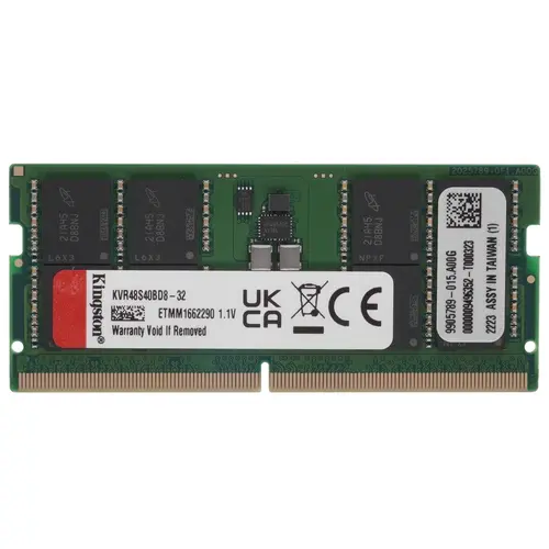 

Память DDR5 SODIMM 32Gb, 4800MHz, CL40, 1.1V, Kingston, ValueRAM (KVR48S40BD8-32) Retail, KVR48S40BD8-32