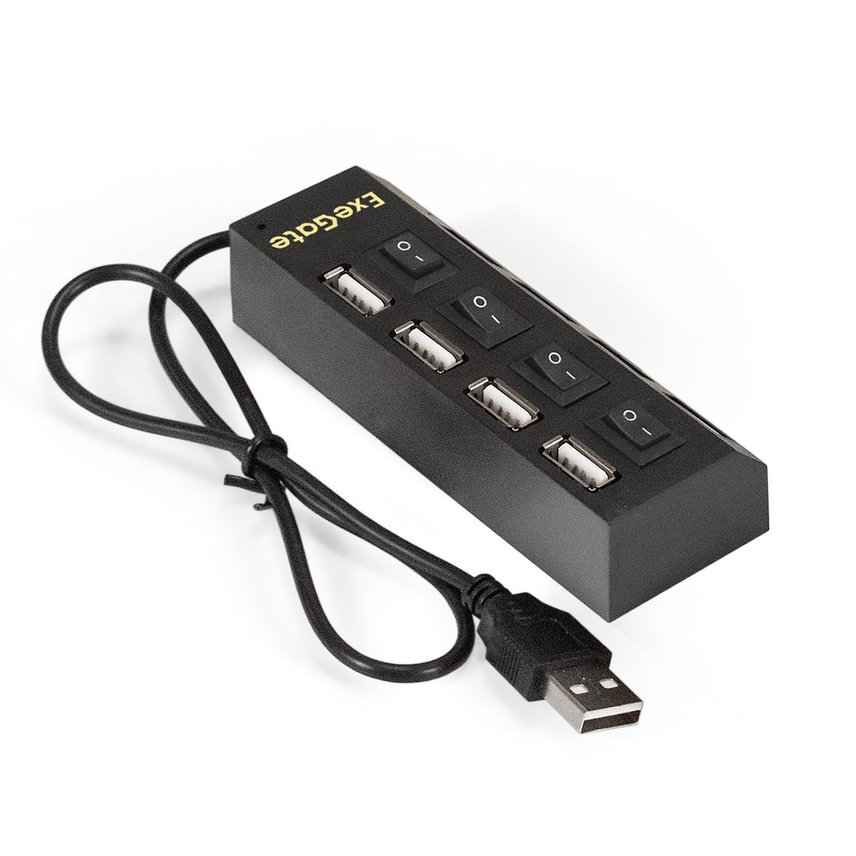 USB-концентратор Exegate DUB-42SW, 4xUSB 2.0, черный + разъем для доп.питания (EX293977RUS)