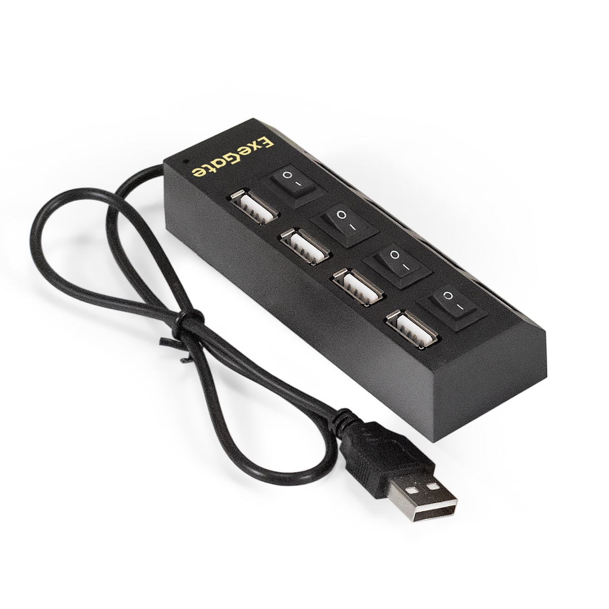 

USB-концентратор Exegate DUB-42SW, 4xUSB 2.0, черный + разъем для доп.питания (EX293977RUS), DUB-42SW