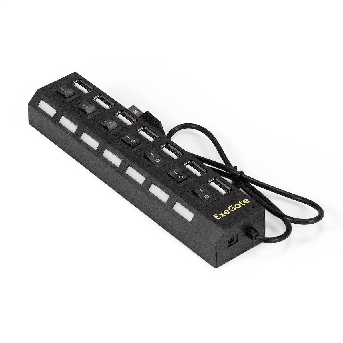 

USB-концентратор Exegate DUB-72SW, 7xUSB 2.0, черный + разъем для доп.питания (EX293978RUS), DUB-72SW