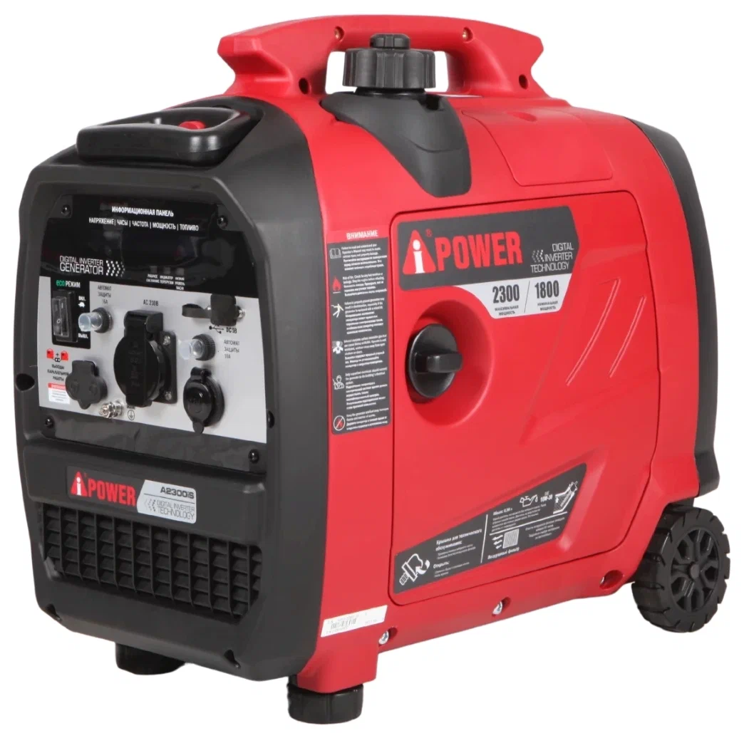 

Электрогенератор A-iPower A2300IS, однофазный, инверторный, бензиновый, 2.44 л.с., 2.3 кВт, 1xEURO 16A (20302), A2300IS