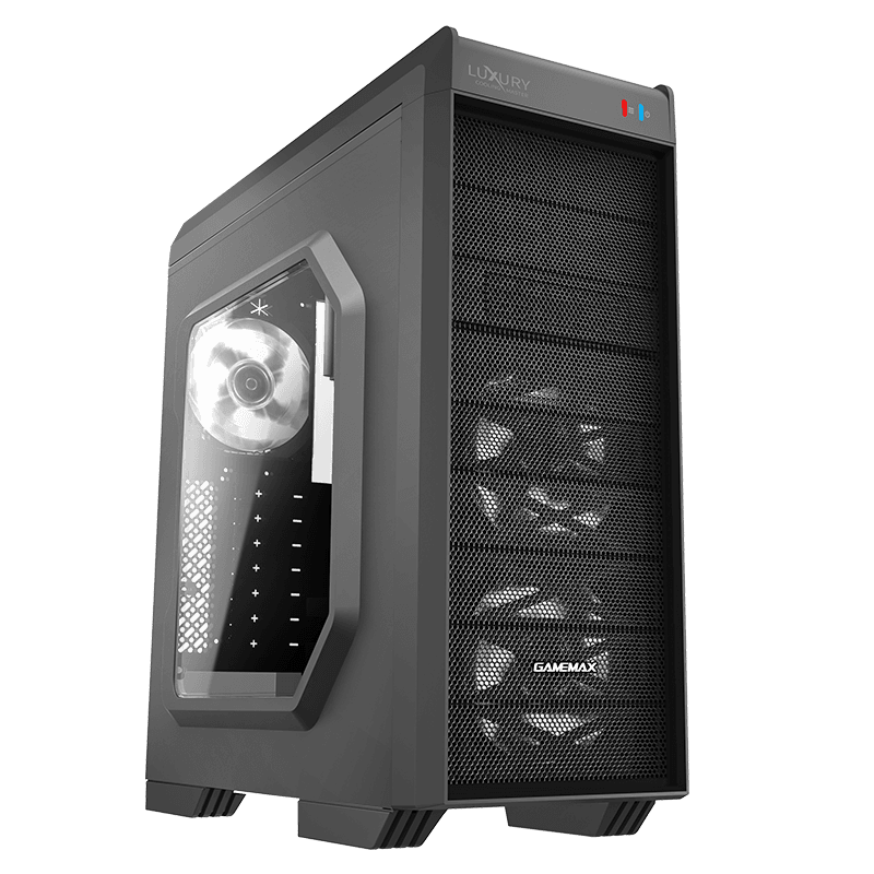 Корпус GameMax Luxury G501X, ATX, Midi-Tower, USB 3.0, белая подсветка, черный, без БП