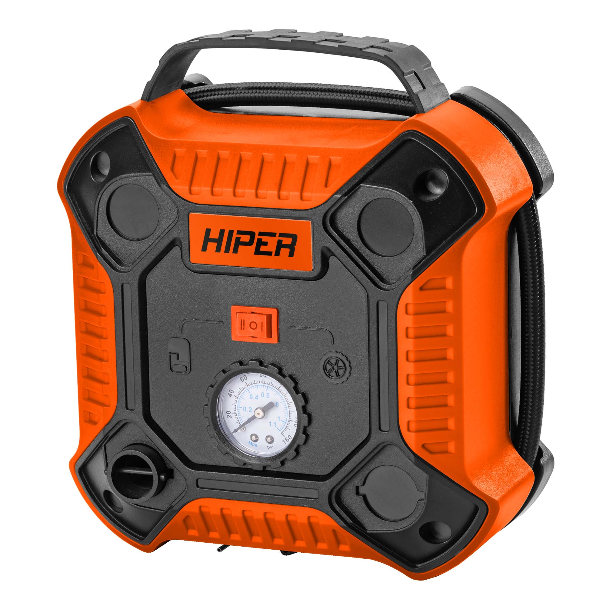 Компрессор автомобильный HIPER JY2P160-12A, 100 Вт, 11 атм, в гнездо прикуривателя, оранжевый (H-AC12-08)
