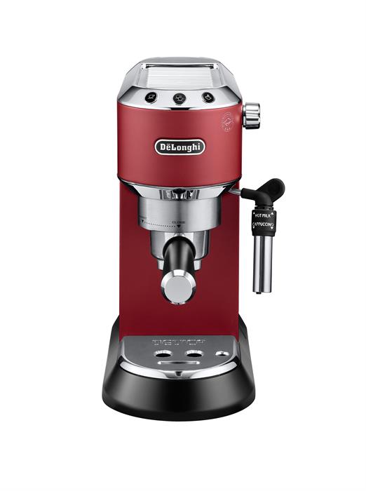 

Кофеварка рожковая De'Longhi Dedica EC685.R, 1.35 кВт, кофе молотый / чалды, 1.1 л, ручной капучинатор, красный (0132106139), EC685.R