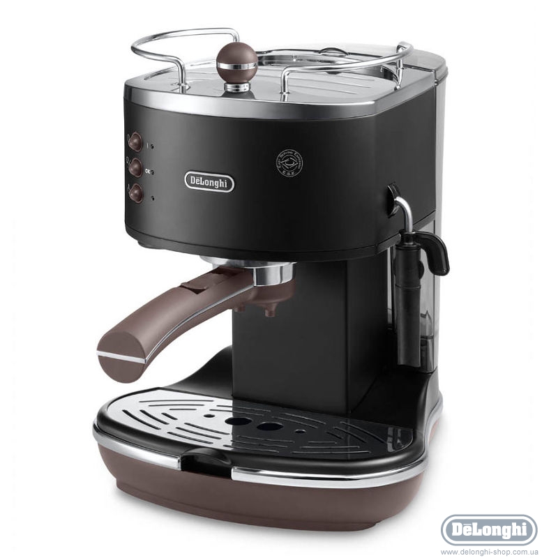 

Кофеварка рожковая De'Longhi Icona Vintage ECOV 311.BK, 1.1 кВт, кофе молотый / чалды, 1.4 л, ручной капучинатор, черный (ECOV311.BK), ECOV 311.BK