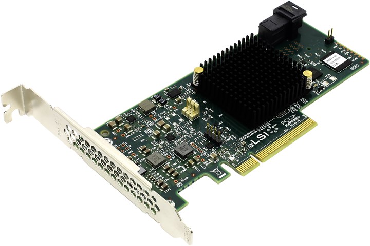 Контроллер Broadcom MegaRAID SAS 9341-4i, SAS/SATA 12G, 4-port (miniSAS HD), RAID 0/1/5/10/50/JBOD, PCI-Ex8, SGL (LSI00419/05-26105-00) б/у, следы монтажа, без комплекта - только контроллер
