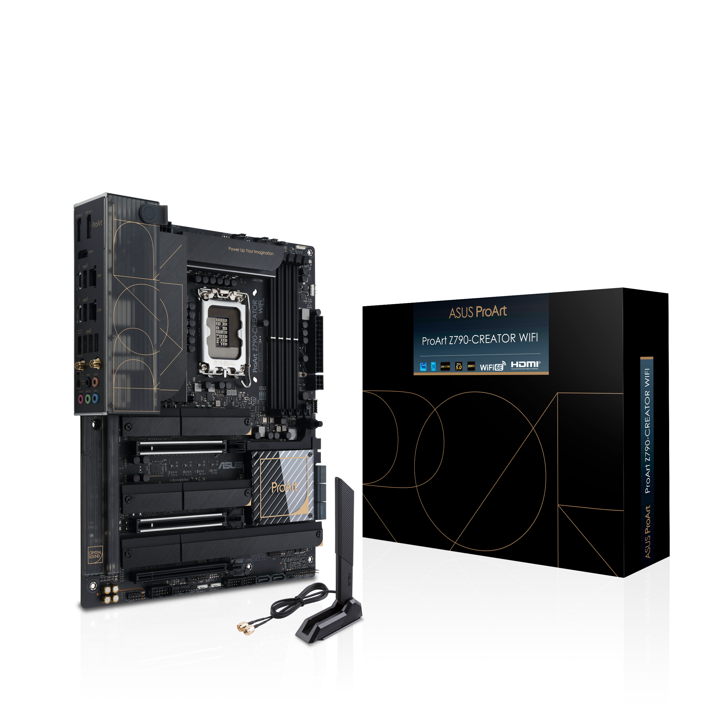 

Материнская плата ASUS PROART Z790-CREATOR WIFI, Socket1700, Intel Z790, 4xDDR5 DIMM, 2PCI-Ex16, 8SATA3, 7.1-ch, 2.5GLAN, 10GLAN, 8 USB 3.2, 1 USB Type-C, DP, ATX, Retail, PROART Z790-CREATOR WIFI