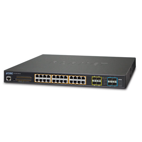 

Коммутатор Planet GS-5220-24PL4XR, управляемый, кол-во портов: 24x1 Гбит/с, кол-во SFP/uplink: SFP+ 4x10 Гбит/с, установка в стойку, PoE: 24x30 Вт (макс. 600 Вт), GS-5220-24PL4XR