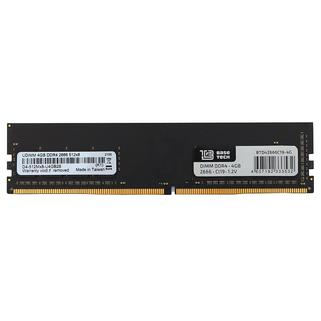 

Память DDR4 DIMM 4Gb, 2666MHz, CL19, 1.2 В, BaseTech (BTD42666C19-4G) Bulk (OEM)