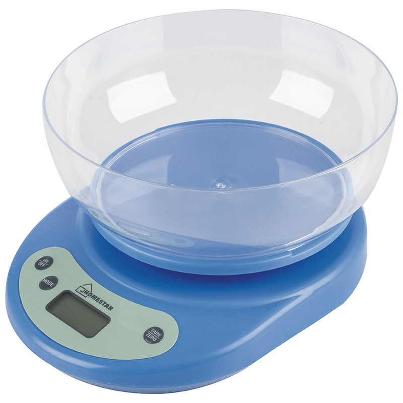 Кухонные весы электронные HomeStar HS-3001 5 кг, съемная платформа/чаша, 2 AA, синий (002662)