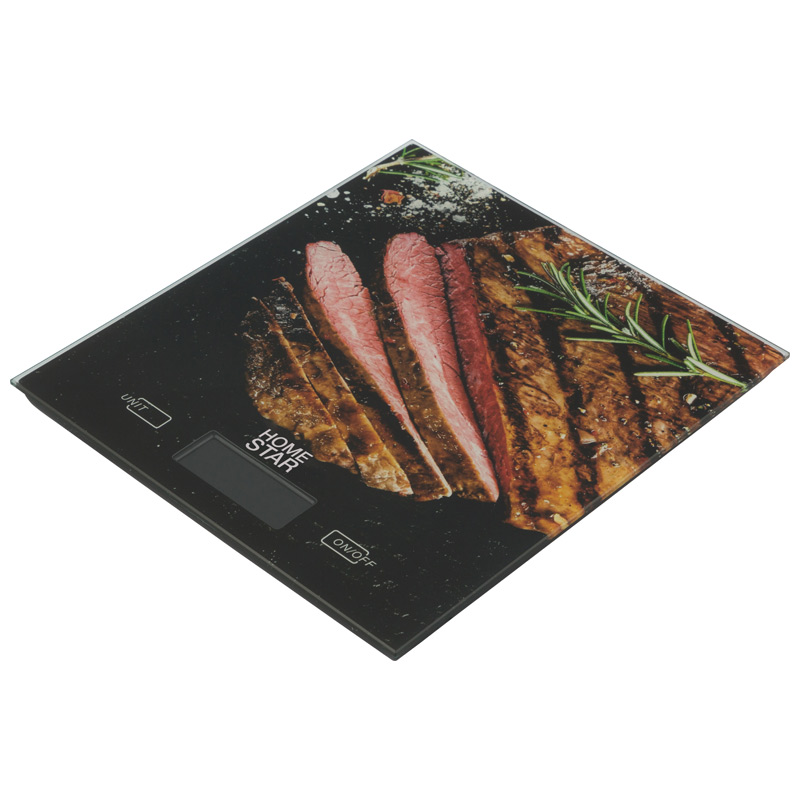 Кухонные весы электронные HomeStar HS-3006 5 кг, 2AAA, принт (стейк) (004536), цвет принт (стейк)