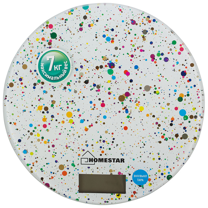 

Кухонные весы электронные HomeStar HS-3007S 7 кг, 1 х CR2032, принт (капли) (003042), HS-3007S