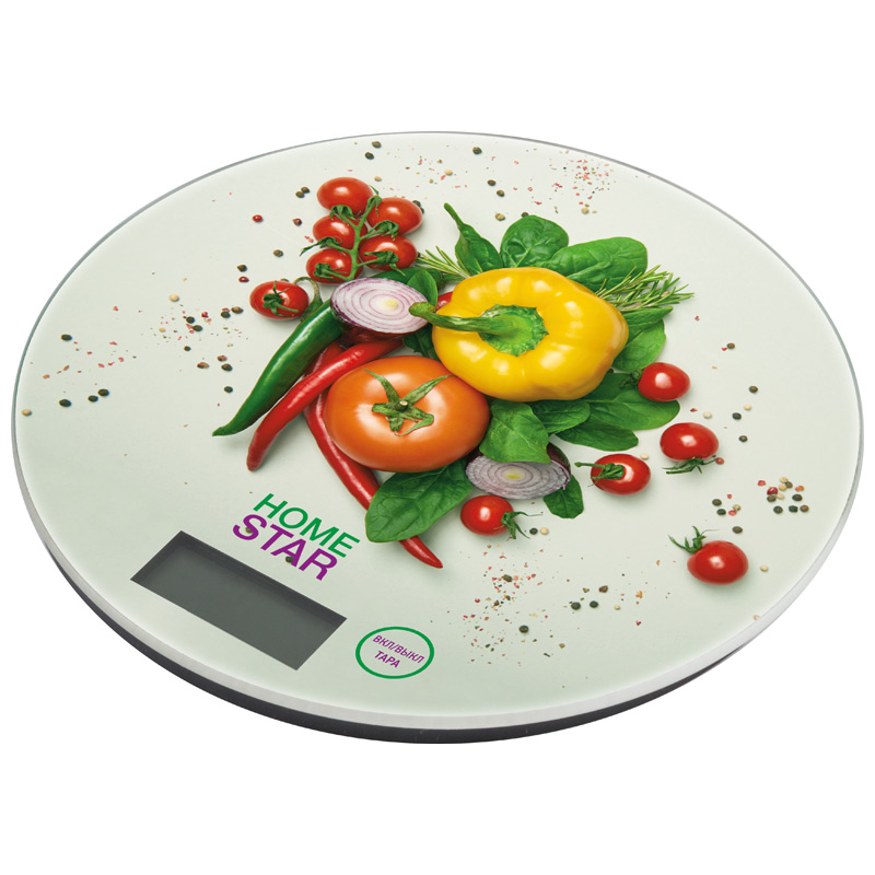 Кухонные весы электронные HomeStar HS-3007S 7 кг, 1 х CR2032, принт (овощи) (101221), цвет принт (овощи)