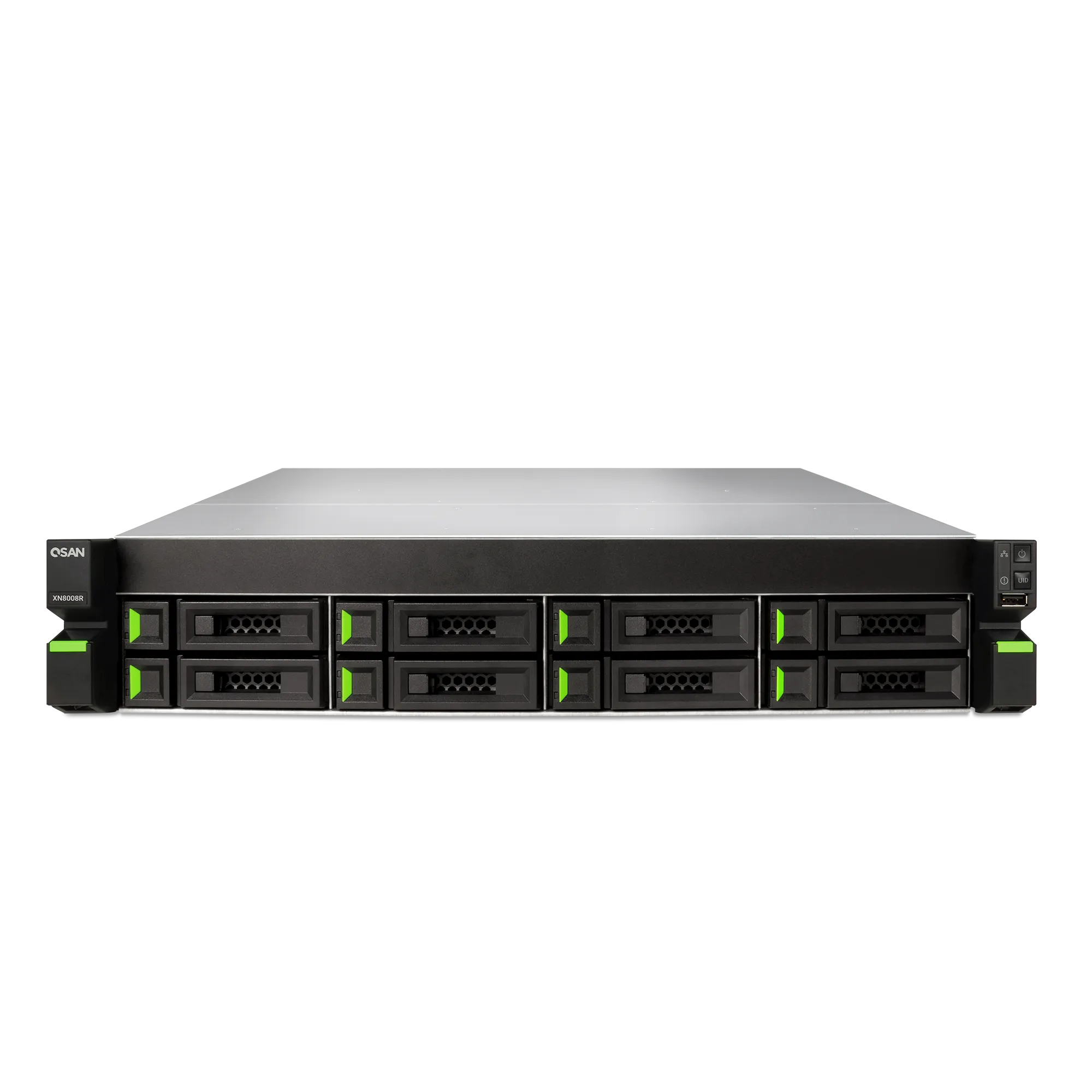 

Сетевой накопитель (NAS) QSAN XCubeNAS XN5008R, слоты 12x2.5"/3.5" SATA3, 2xM.2-PCI-E, 4x1 Гбит/с, HDMI, 4xUSB 3.X, Intel Celeron/2x2.9 ГГц, DDR4 8Gb, 2x250W, 2U, (XN5008R-EU), XN5008R
