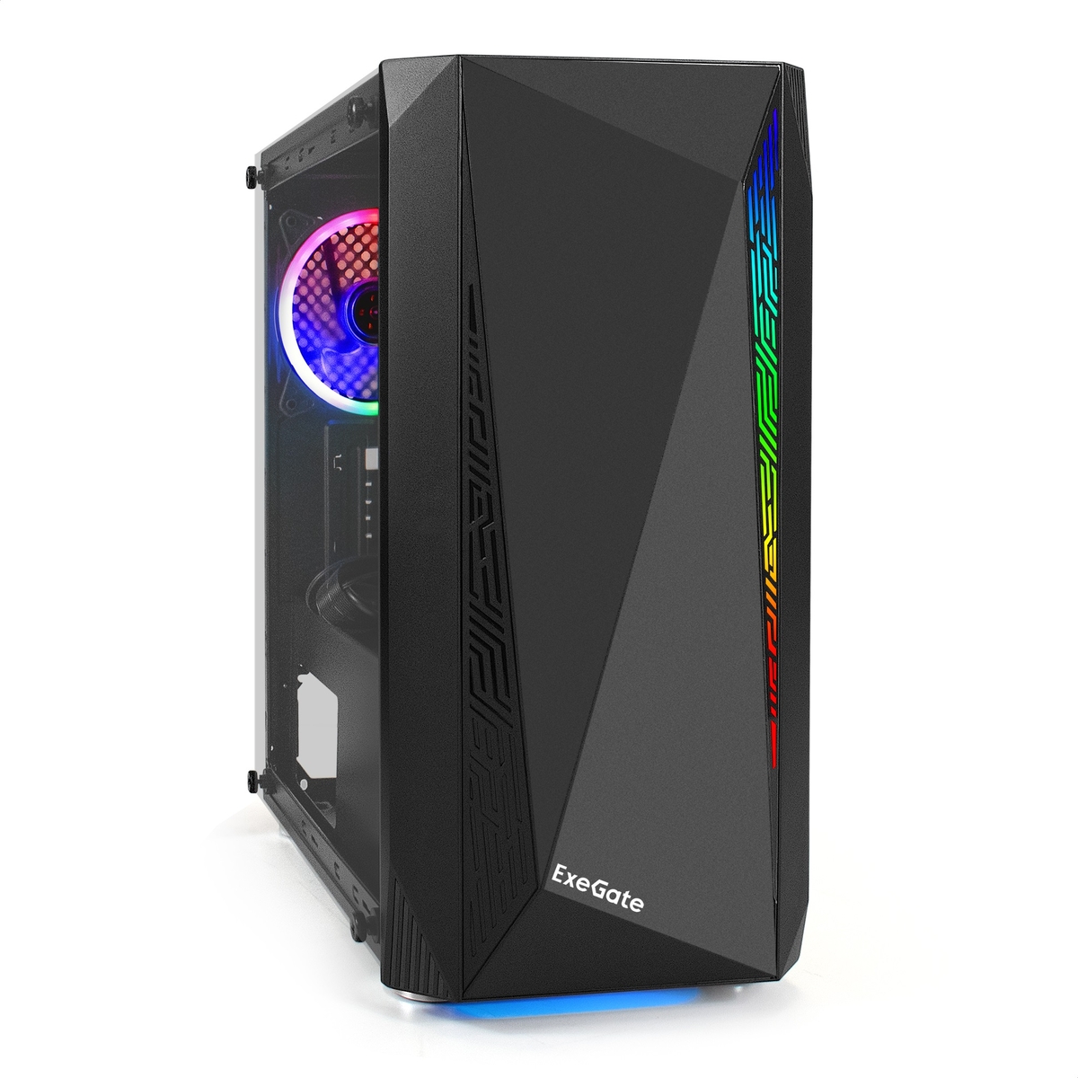 Корпус ExeGate Mistery R2, mATX, Mini-Tower, USB 3.0, RGB подсветка, черный, без БП (EX294384RUS)