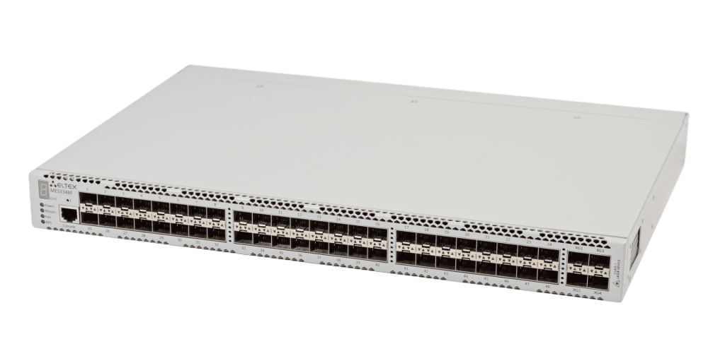 

Коммутатор Eltex MES3348F, управляемый, кол-во портов:, SFP 48x1, кол-во SFP/uplink: SFP+ 4x10 Гбит/с, установка в стойку, MES3348F