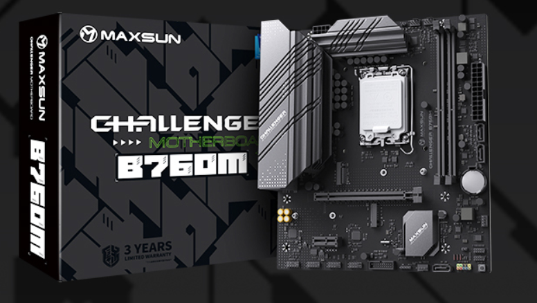 

Материнская плата MaxSun Challenger B760M, Socket1700, Intel B760, 2xDDR4, PCI-Ex16, 3SATA3, 5.1-ch, GLAN, 5 USB 3.2, VGA, HDMI, mATX, Retail, Challenger B760M