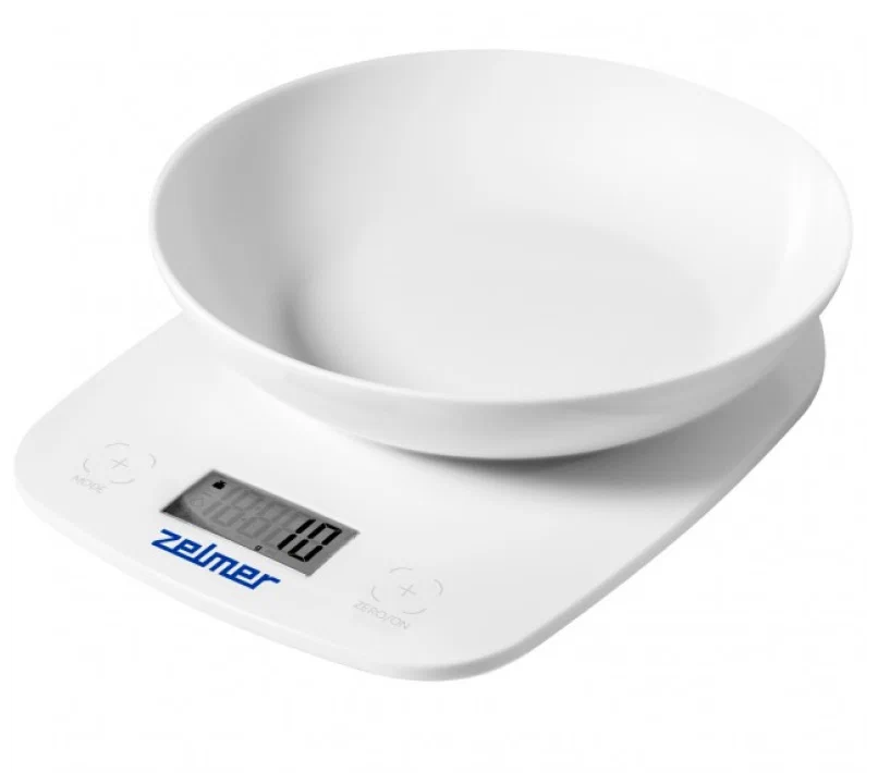 Кухонные весы электронные Zelmer ZKS1460 5 кг, 2 ААА, белый (73104931P)