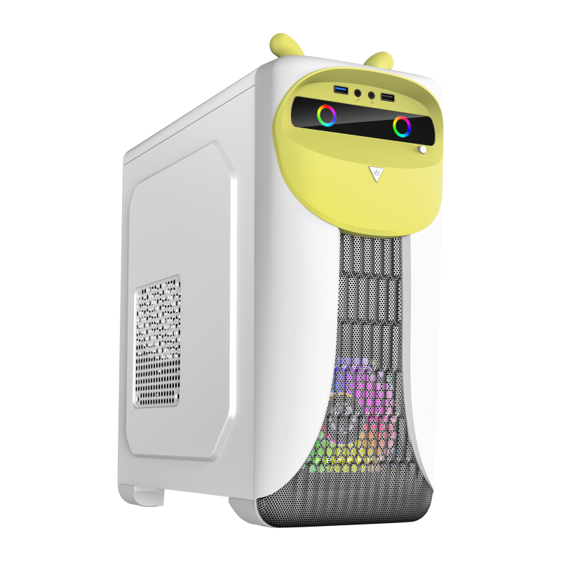 Корпус GameMax Cute OWL, mATX, Mini-Tower, USB 3.0, белый/желтый, без БП (Cute OWL White Yellow)