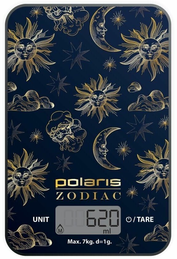 Кухонные весы электронные Polaris PKS 0759DG 7 кг, черный/золотой (PKS 0759DG), цвет черный/золотой