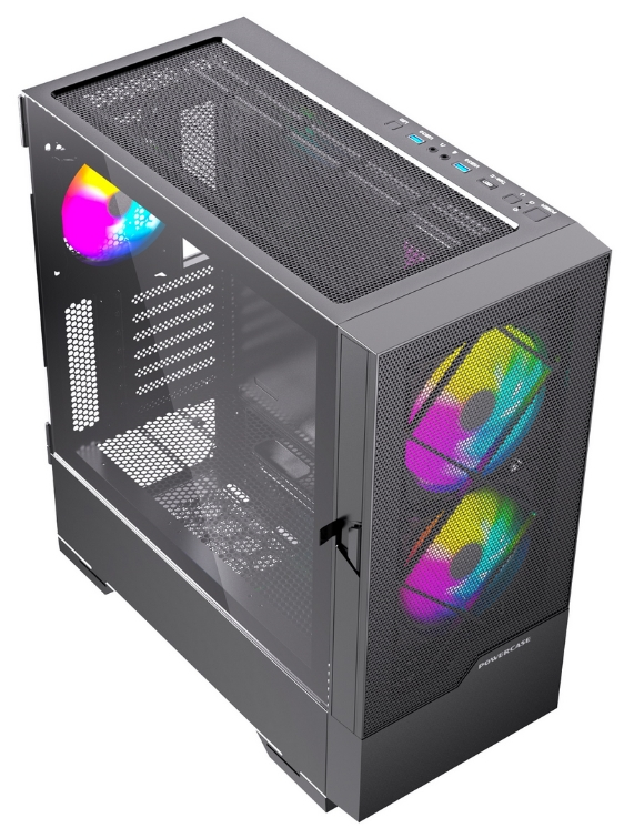 

Корпус PowerCase Kratos, EATX, Midi-Tower, 2xUSB 3.0, USB Type-C, RGB подсветка, черный, без БП (CKR-A3), Kratos