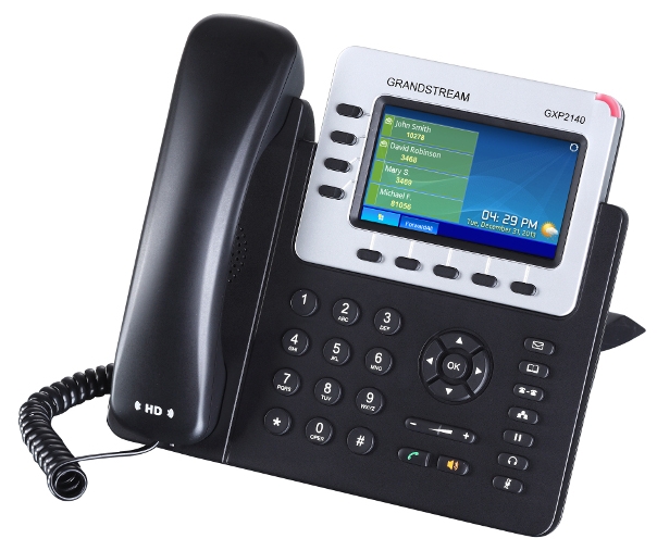 

VoIP-телефон Grandstream GXP2140, 4 линии, 4 SIP-аккаунта, цветной дисплей, PoE, черный/серебристый, GXP2140