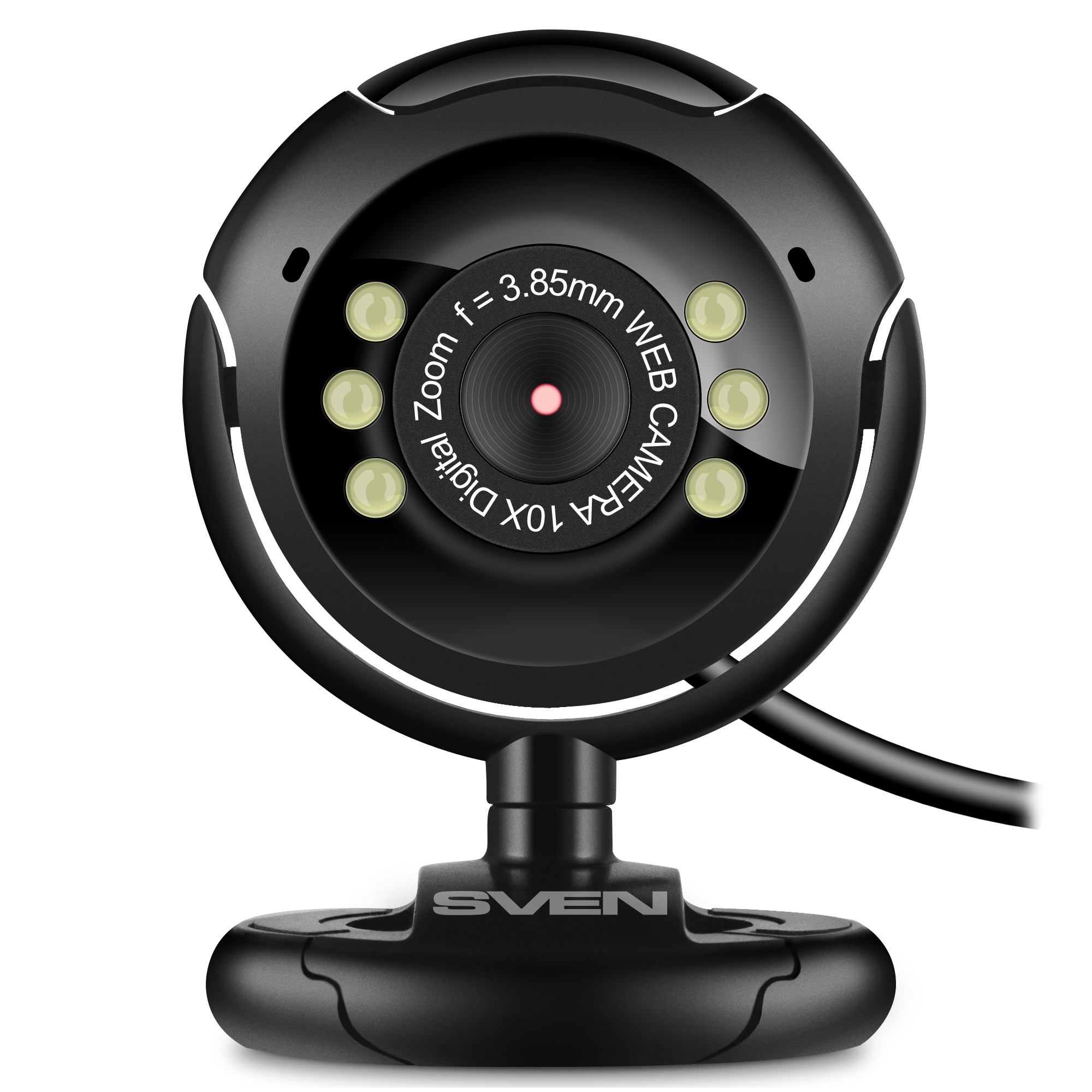 Вебкамера Sven IC-302, 0.3 MP, 640x480, встроенный микрофон, USB 2.0, черный (SV-020668)
