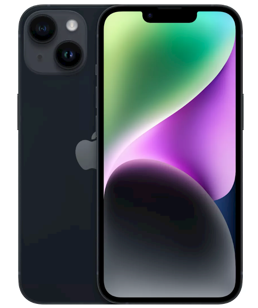 

Смартфон Apple IPhone 14, 6.1" 1170x2532 OLED, Apple A15 Bionic, 256Gb, 3G/4G/5G, NFC, Wi-Fi, BT, 2xCam, 2-Sim (nano SIM+eSIM), Lightning, iOS 16, черный (MPVX3HX/A), IPhone 14