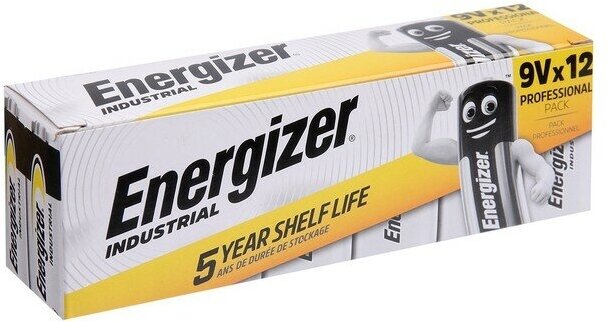 

Батарея Energizer Industrial, крона (6LR61/6LF22/1604A/6F22), 9V, 12 шт. (00-00008442)